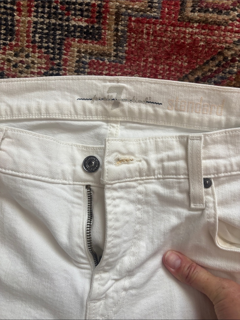 7 For All Mankind Men's White Denim Jeans size 32 straight leg with stretch